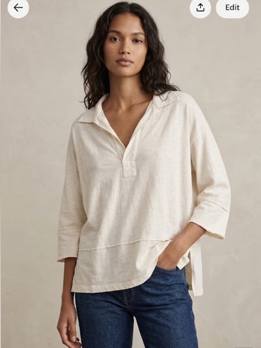 Anthropologie / Tiny top cream jersey knit oversize M medium